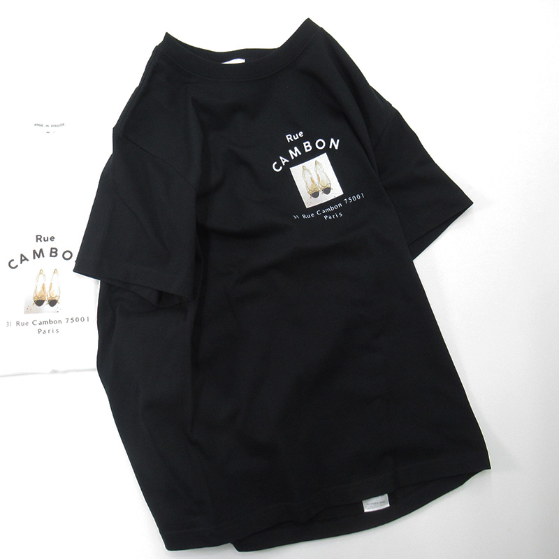 ANGE IN DISGUISE プリントTシャツ ”Rue CAMBON”/bk